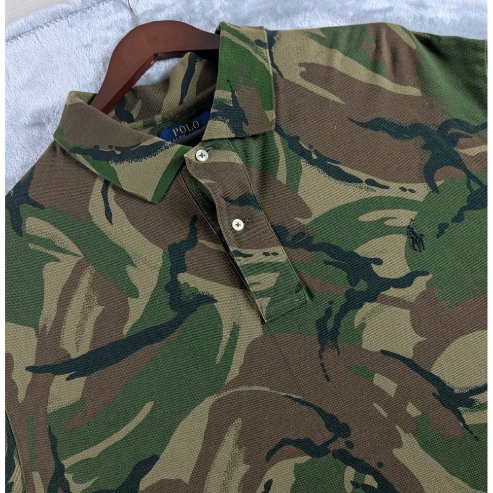 Polo Ralph Lauren Polo Shirt Mens 2XLT British Woodland Camo Mesh Short Sleeve